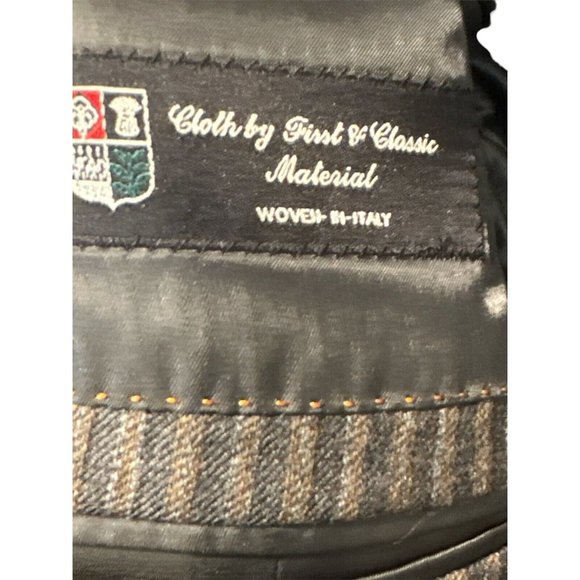 Caramihong Sport Coat‎ Jacket Brown Gray Striped 95% Wool 3 Button Men's Sz 42A - Picture 4 of 5